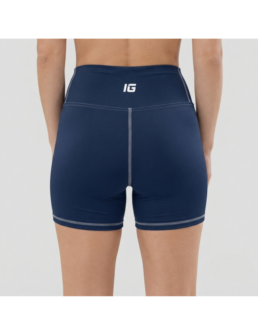 Aegis High-Waisted Yoga Shorts — Navy