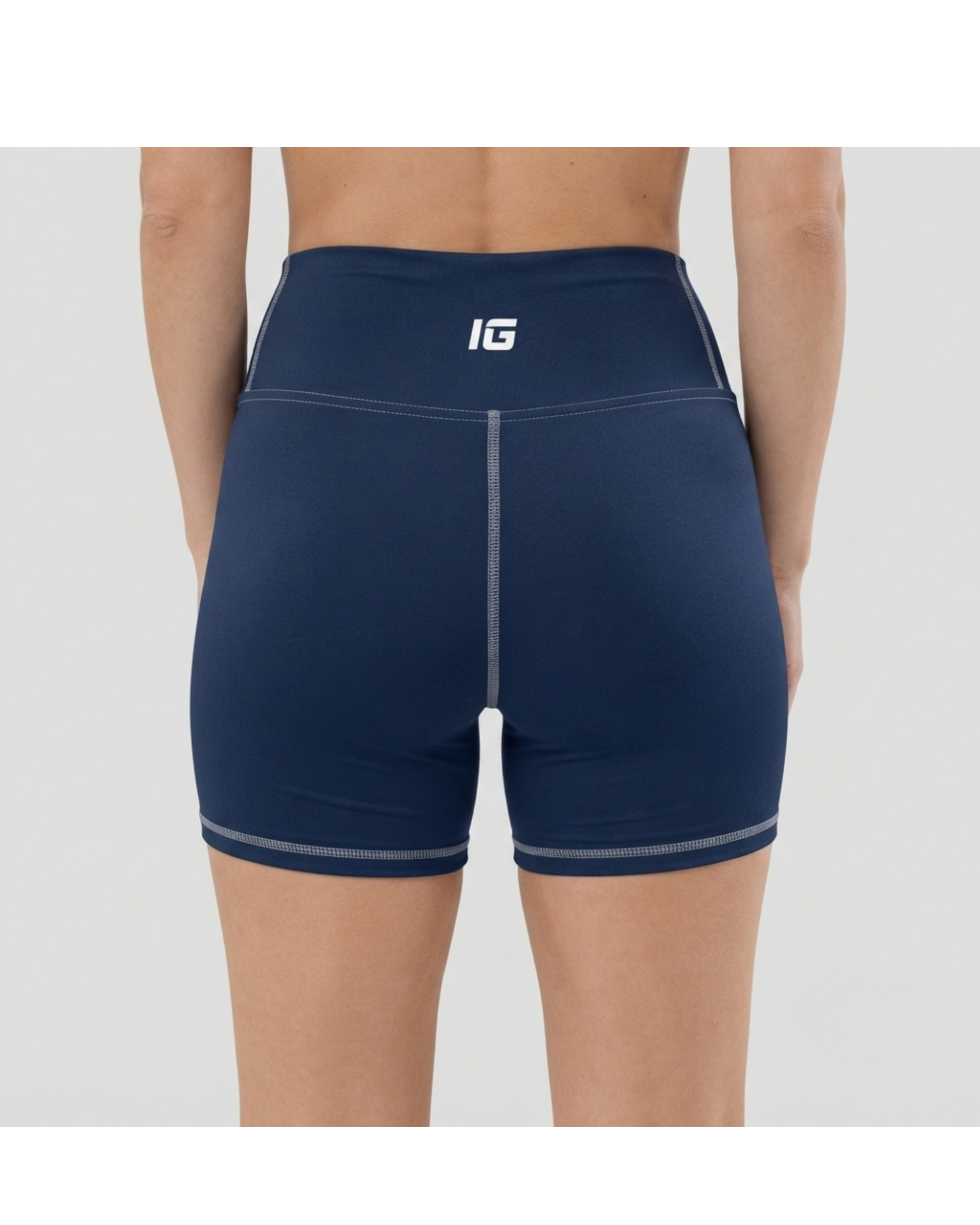 Aegis High-Waisted Yoga Shorts — Navy