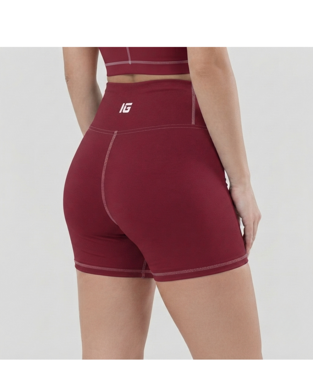 Aegis High-Waisted Yoga Shorts — Crimson