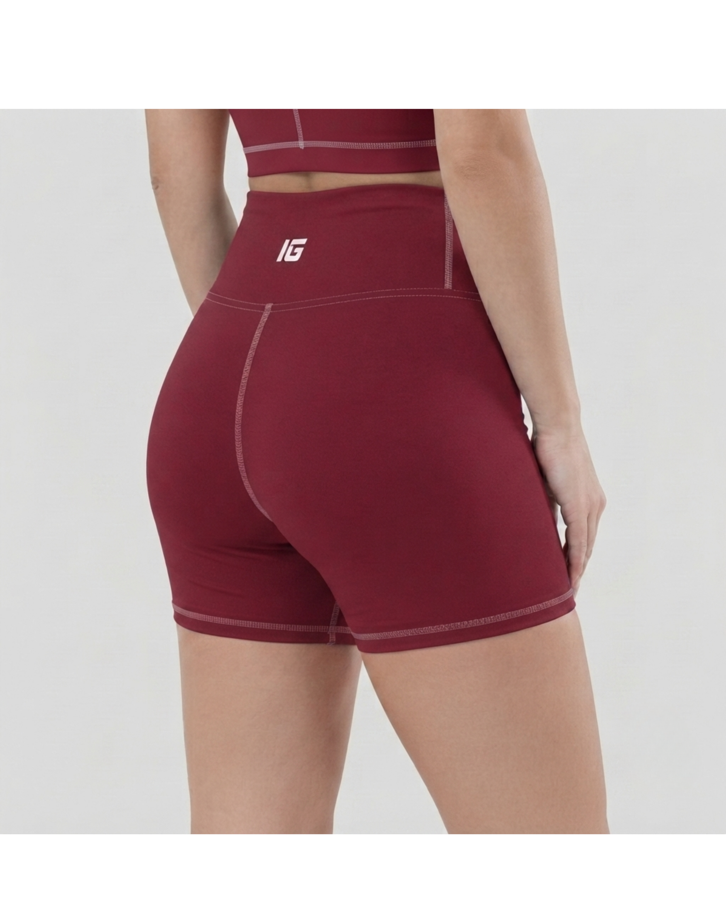 Aegis High-Waisted Yoga Shorts — Crimson