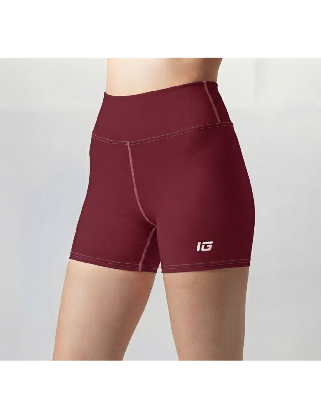 Aegis High-Waisted Yoga Shorts — Crimson
