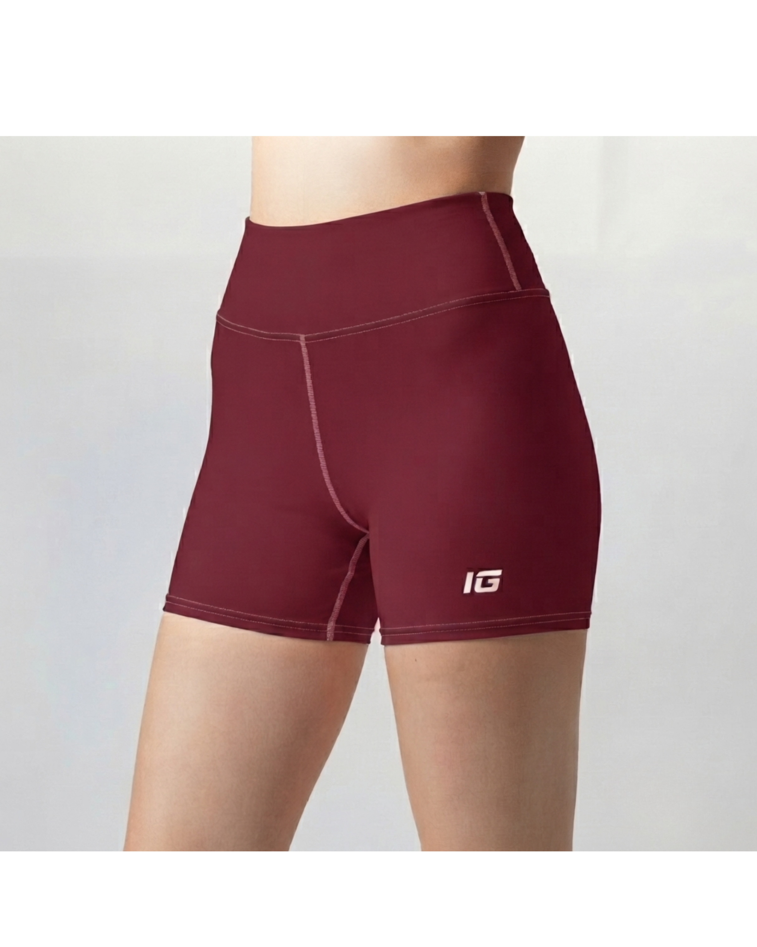 Aegis High-Waisted Yoga Shorts — Crimson