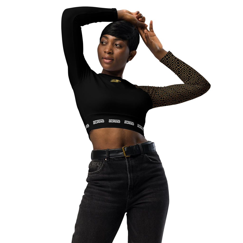 Imperial Line – “Armourborn” Long-Sleeve Crop Top Black