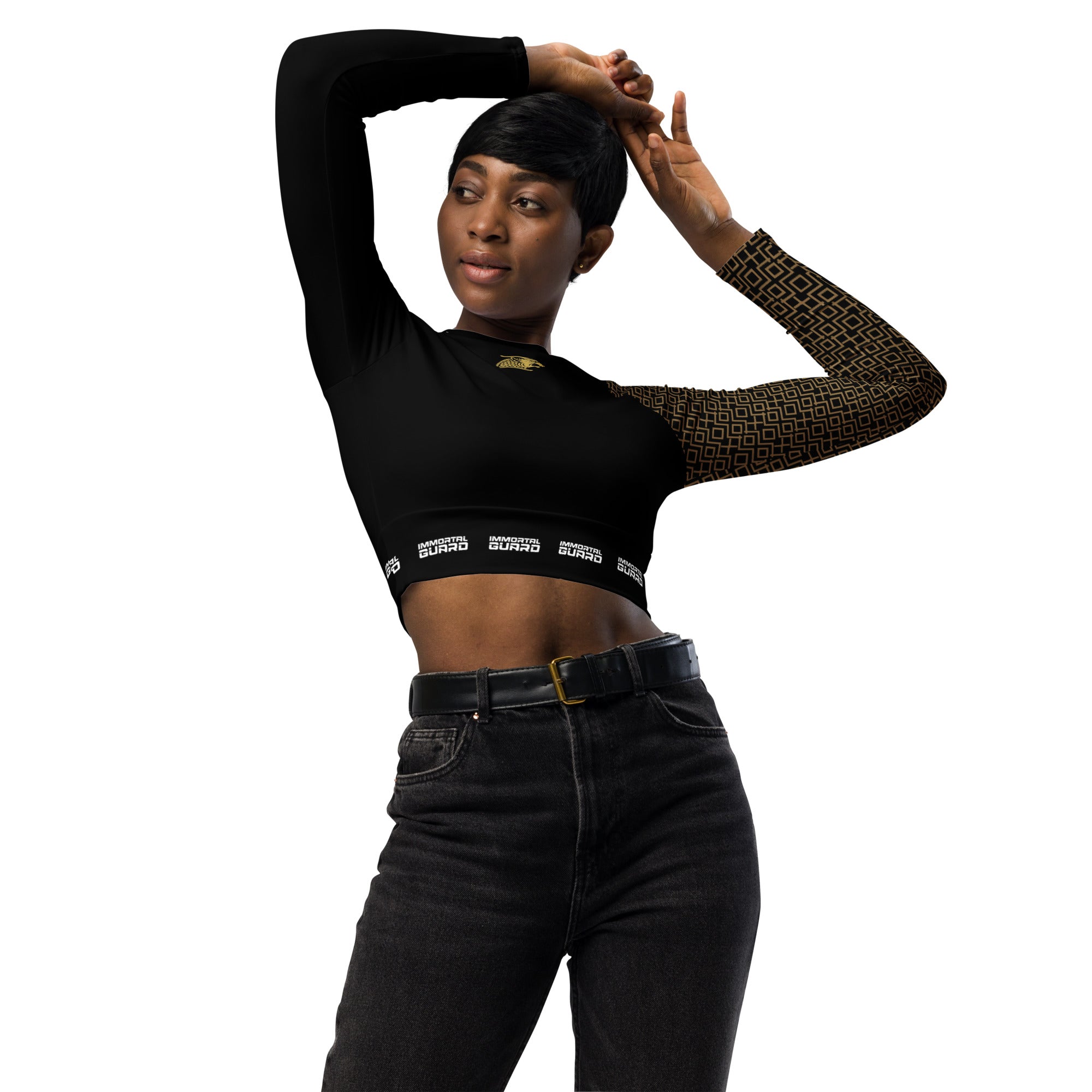 Imperial Line – “Armourborn” Long-Sleeve Crop Top Black