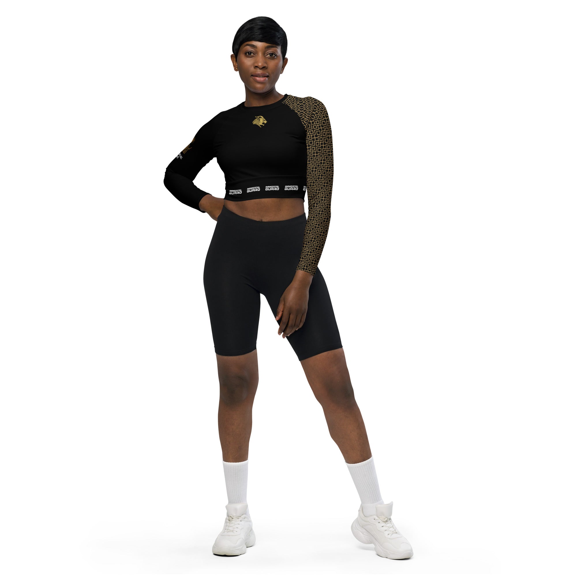 Imperial Line – “Armourborn” Long-Sleeve Crop Top Black